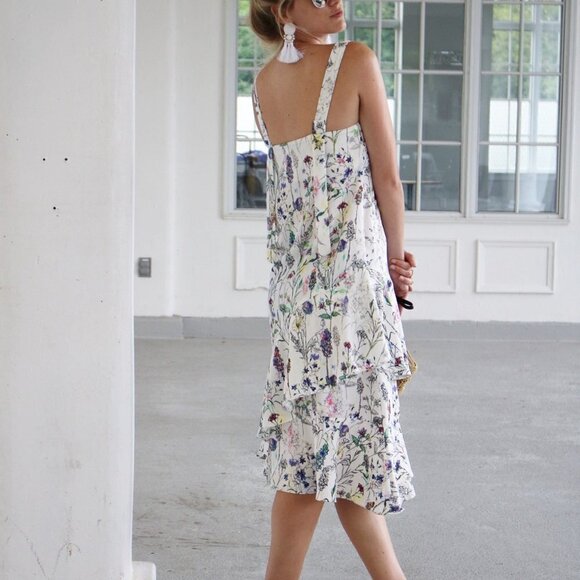 H&M SUMMER DRESS Size 4 Natural white/Floral Crêpe Knee-length - Picture 14 of 16